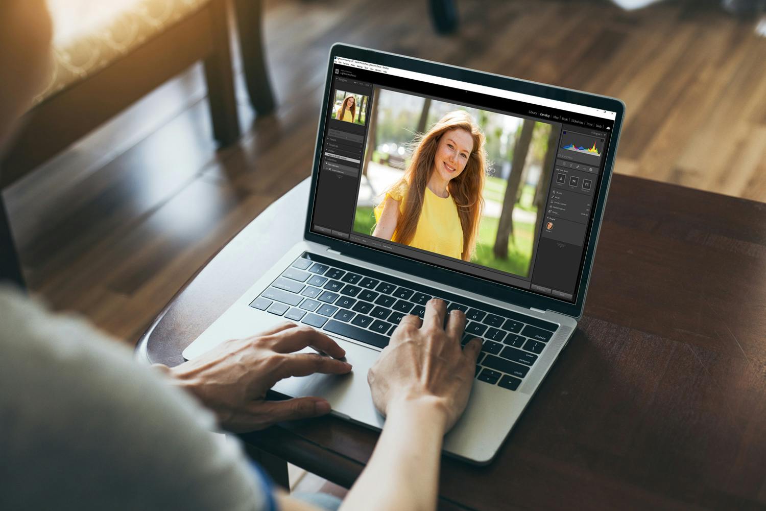 Justeringer i Lightroom på computer